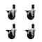 Service Caster 4'' Soft Rubber Swivel 1-5/8'' Expanding Stem Caster Set with Brake, 4PK SCC-EX20S414-SRS-PLB-158-4 - alternate 1